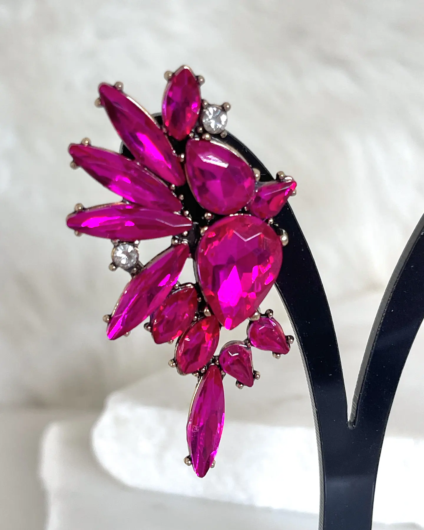 Aros  Alas Cristal Fucsia Silver 5