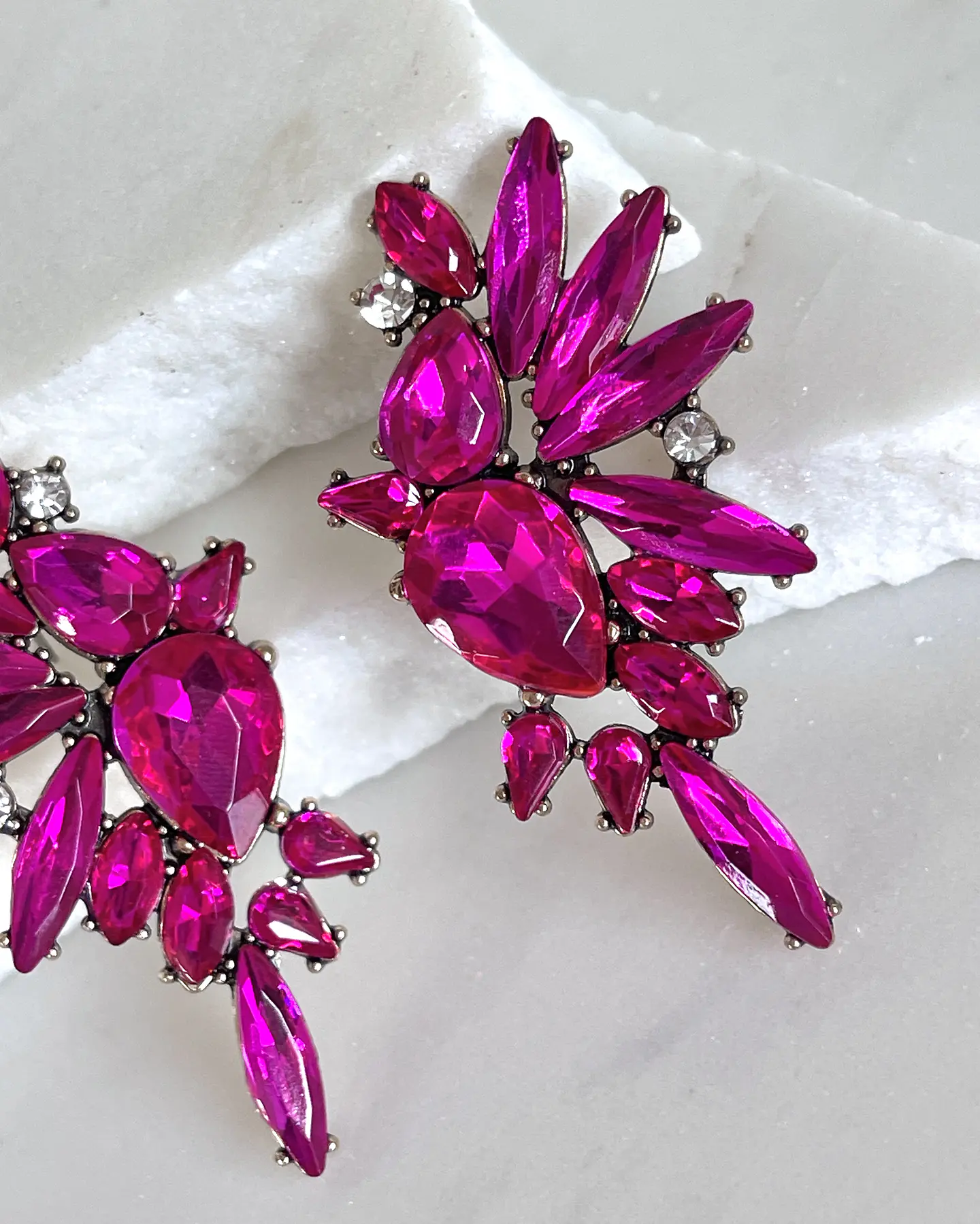 Aros  Alas Cristal Fucsia Silver 4