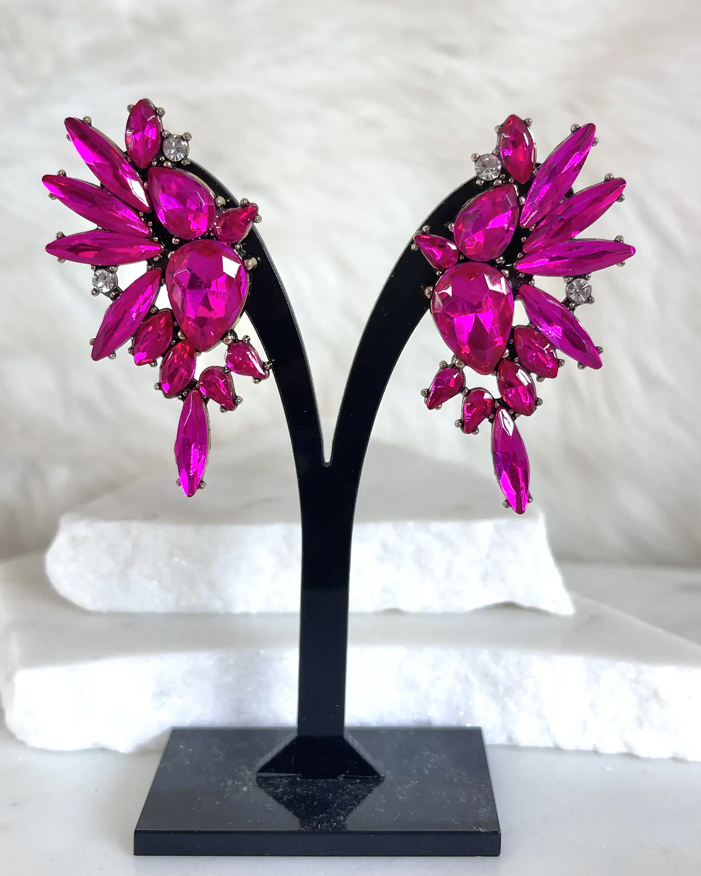 Aros  Alas Cristal Fucsia Silver 7
