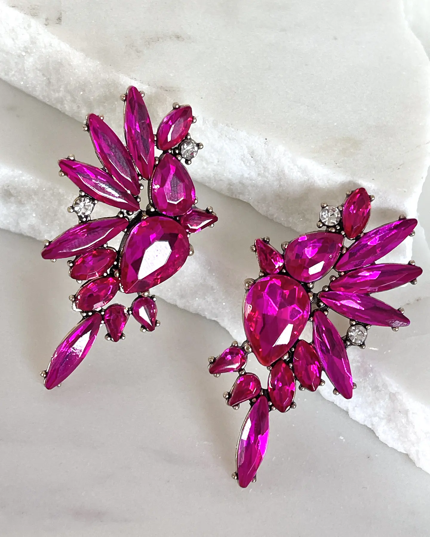 Aros  Alas Cristal Fucsia Silver 1