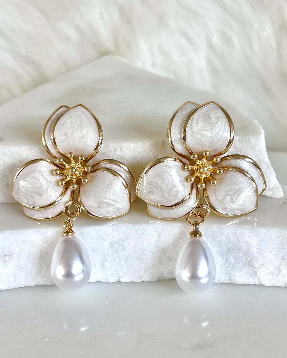 Aros Flor Magnolia Perla Gold 4