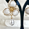 Aros Flor Magnolia Perla Gold- COPIAR