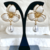 Aros Flor Magnolia Perla Gold- COPIAR