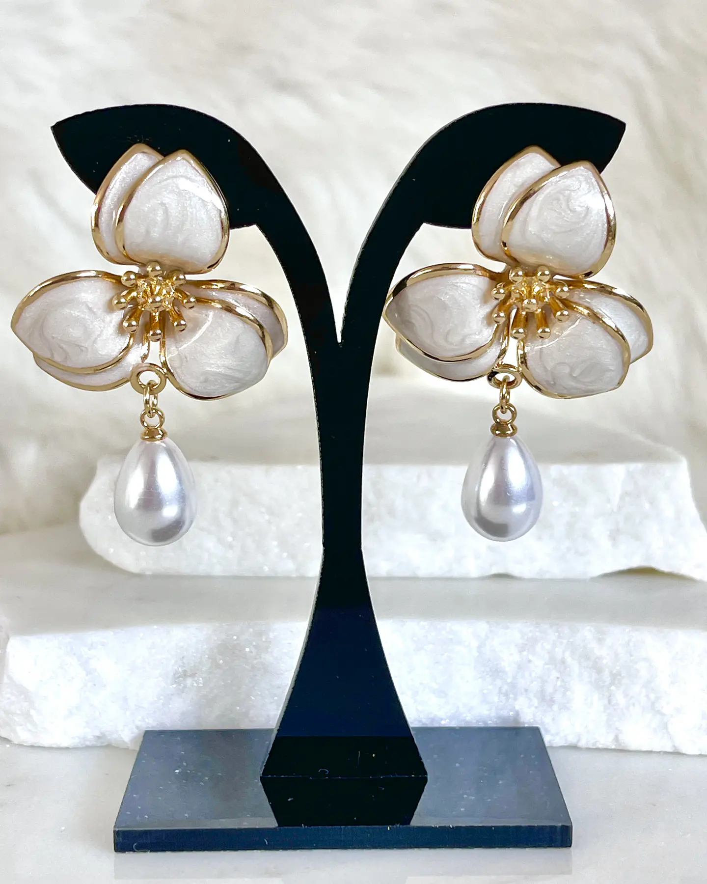 Aros Flor Magnolia Perla Gold- COPIAR 3