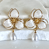 Aros Flor Magnolia Perla Gold- COPIAR