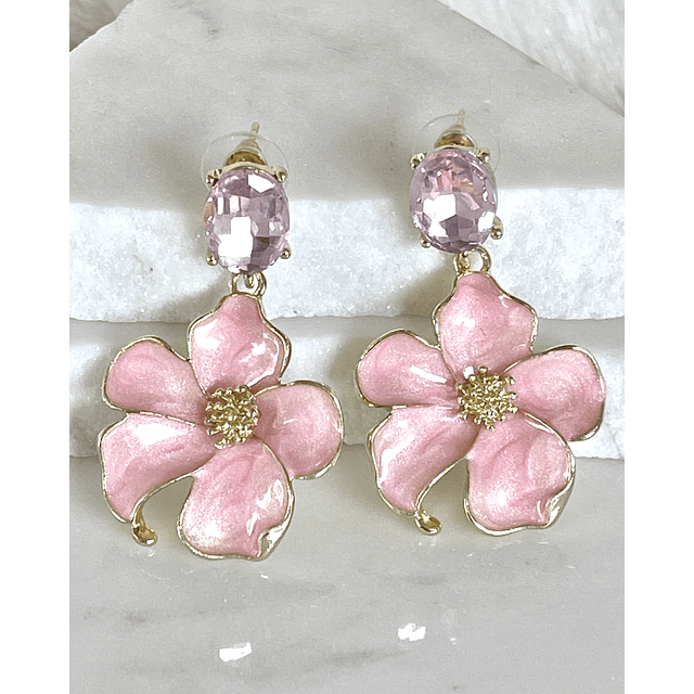 Aros Flor Palo Rosa Gold