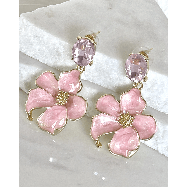 Aros Flor Palo Rosa Gold