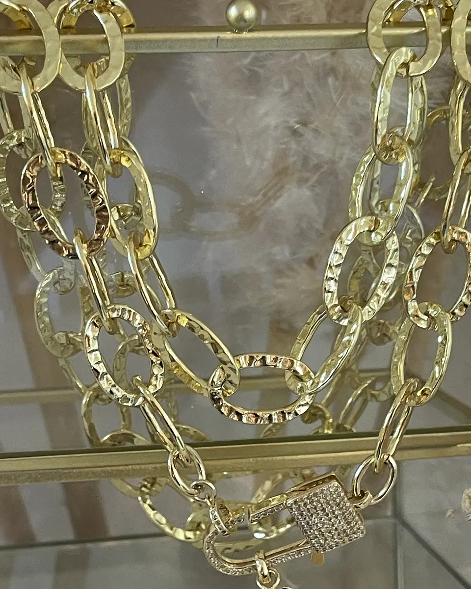 Collar XL Turmalina Negra Cuarzo Broche Candado Luxury gold  11