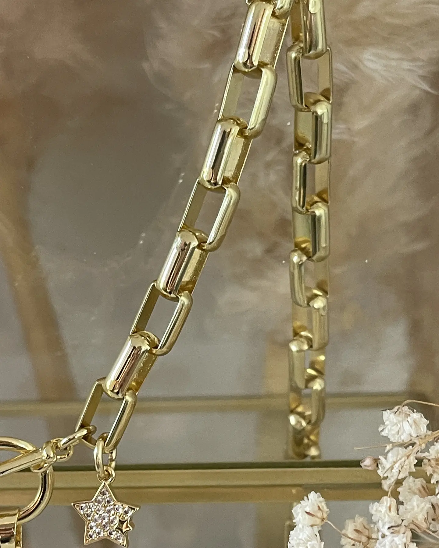 Collar Maxi Cruz Gold y Turmalina Negra Eslabones rectangulares gold  6