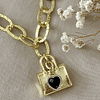 Collar Candado corazón Black maxi eslabones Gold