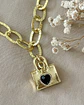 Collar Candado corazón Black maxi eslabones Gold - Miniatura 3