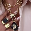 Collar XL Turmalina Negra Cuarzo Broche Candado Luxury gold 