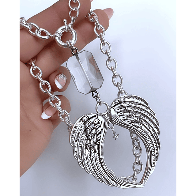 Collar Maxi Alas Punto luz Estrellita Silver