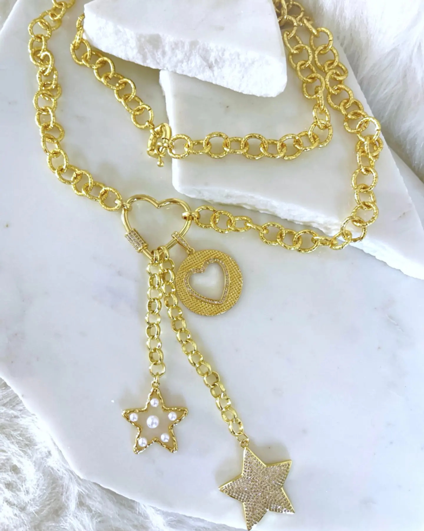 Collar XL Mix corazones y estrellas  Gold  2