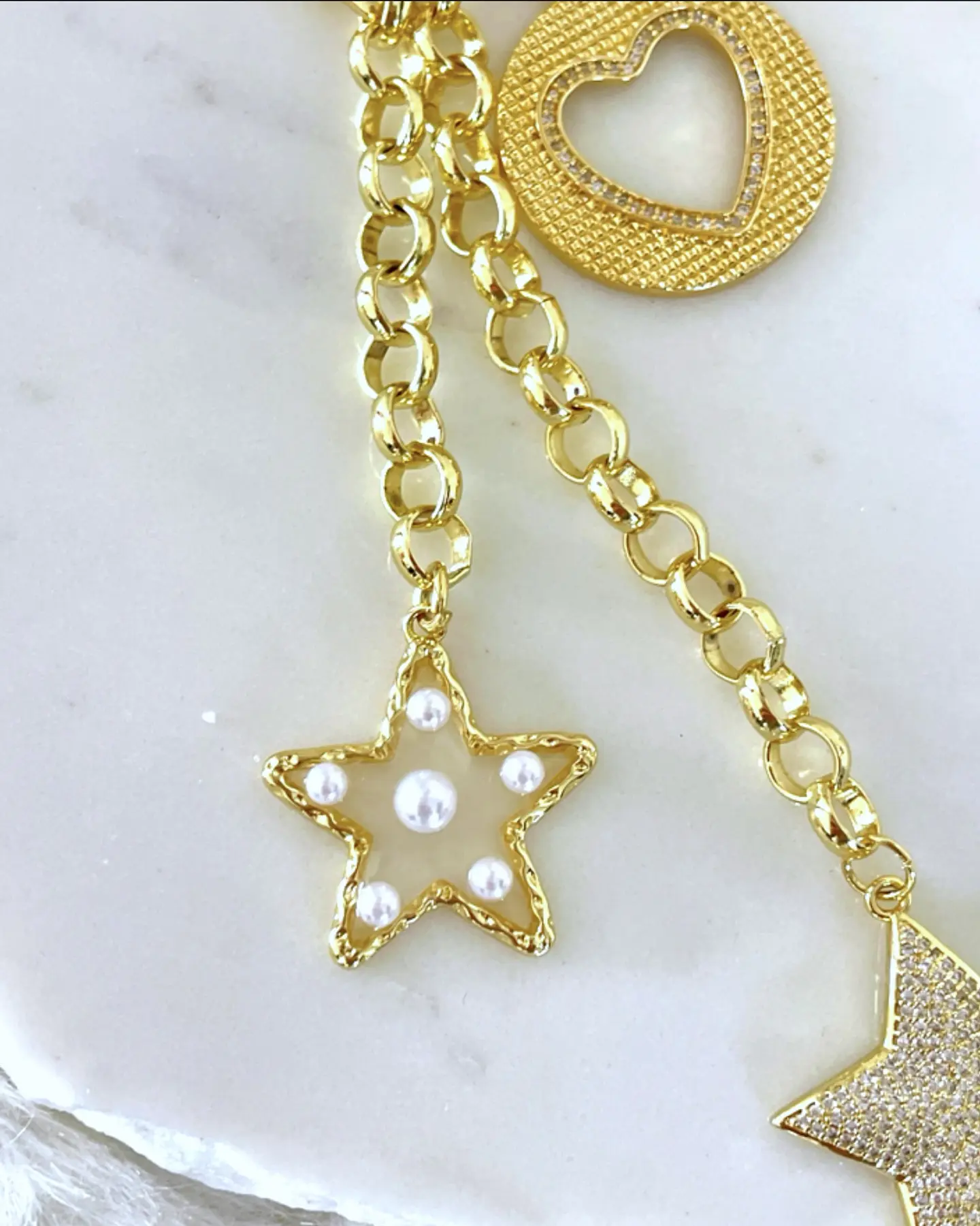 Collar XL Mix corazones y estrellas  Gold  10