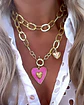 Collar XL Maxi Corazón Pink Maxi Eslabones Martillados Gold - Miniatura 5