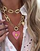 Collar XL Maxi Corazón Pink Maxi Eslabones Martillados Gold - Miniatura 1
