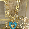 Collar XL Maxi Corazón White Maxi Eslabones Martillados Gold- COPIAR