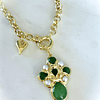 Collar Cruz Piedra Jade Perlas Gold