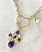 Collar Cruz Amatista Perlas conector corazón Gold - Miniatura 3