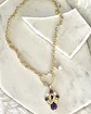 Collar Cruz Amatista Perlas conector corazón Gold - Miniatura 4