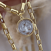 Collar Medalla San Benito Reversible Eslabones rectangulares gold