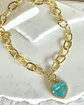 Collar Maxi Corazón Cristal Turquesa Maxi eslabones Gold - Miniatura 1
