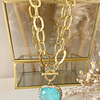 Collar Maxi Corazón Cristal Turquesa Maxi eslabones Gold