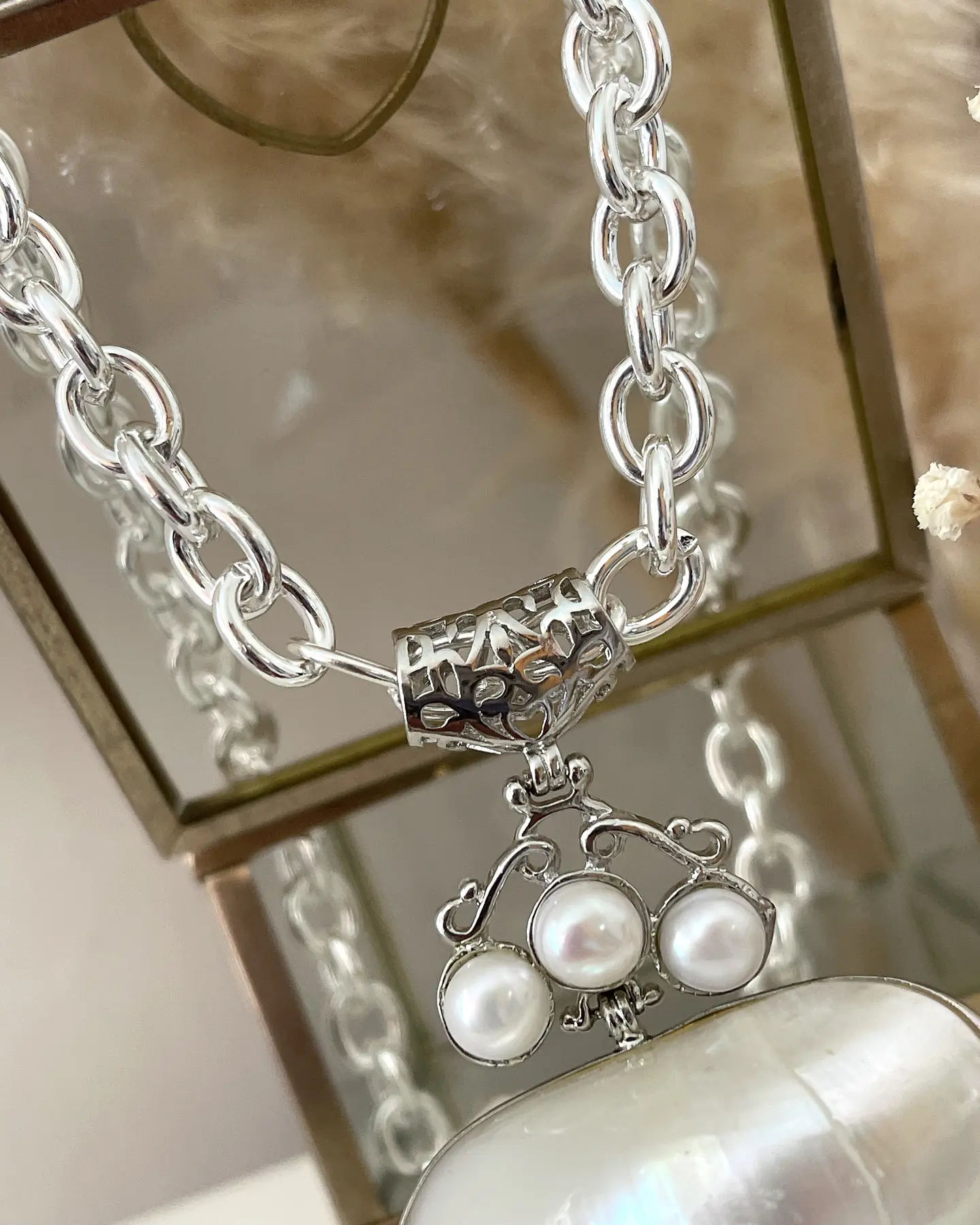 Collar Maxi dije Perlas Nácar Silver 8