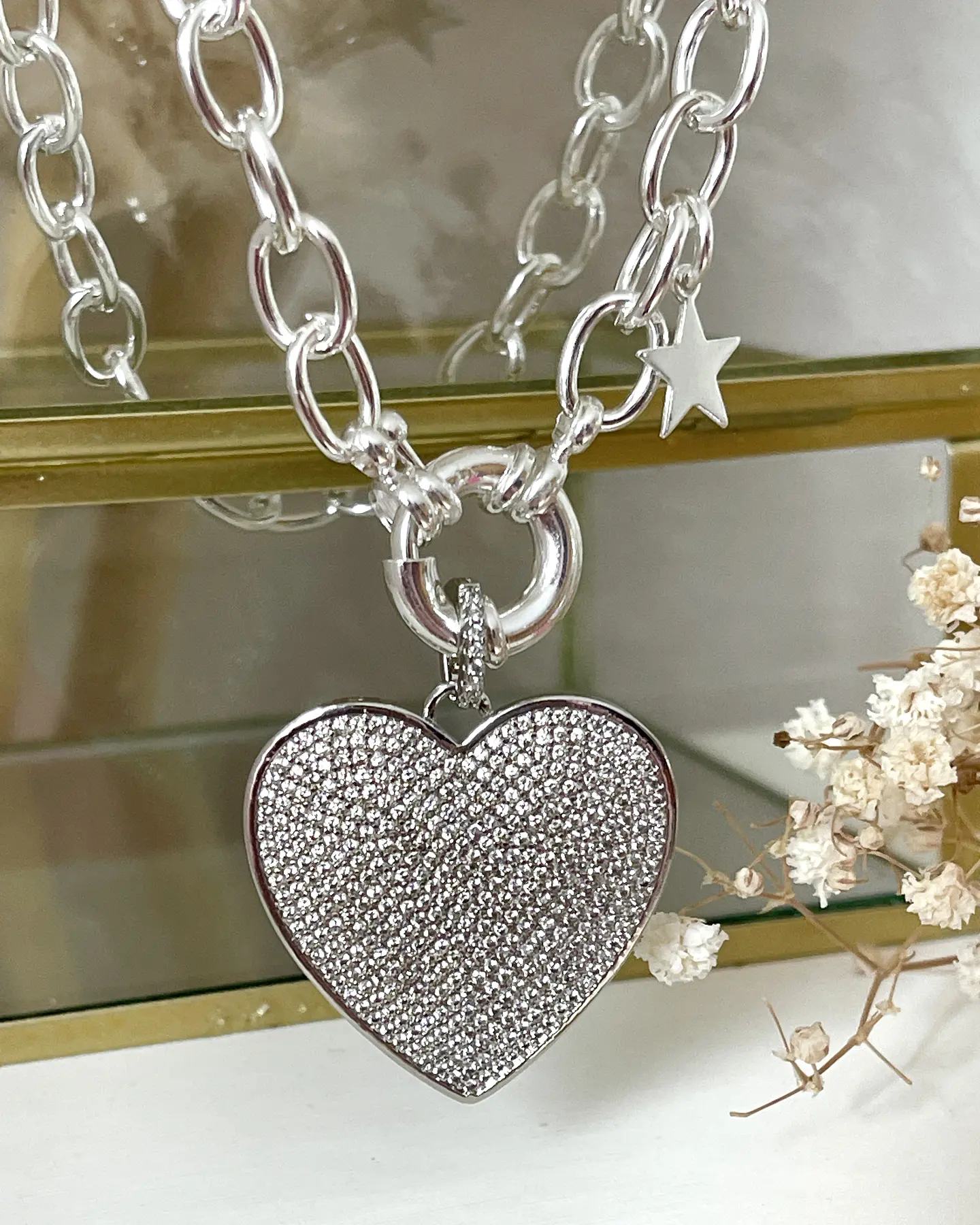 Collar Maxi Corazon Circones eslabones ovalados Silver  2