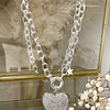 Collar Maxi Corazon Circones eslabones ovalados Silver 