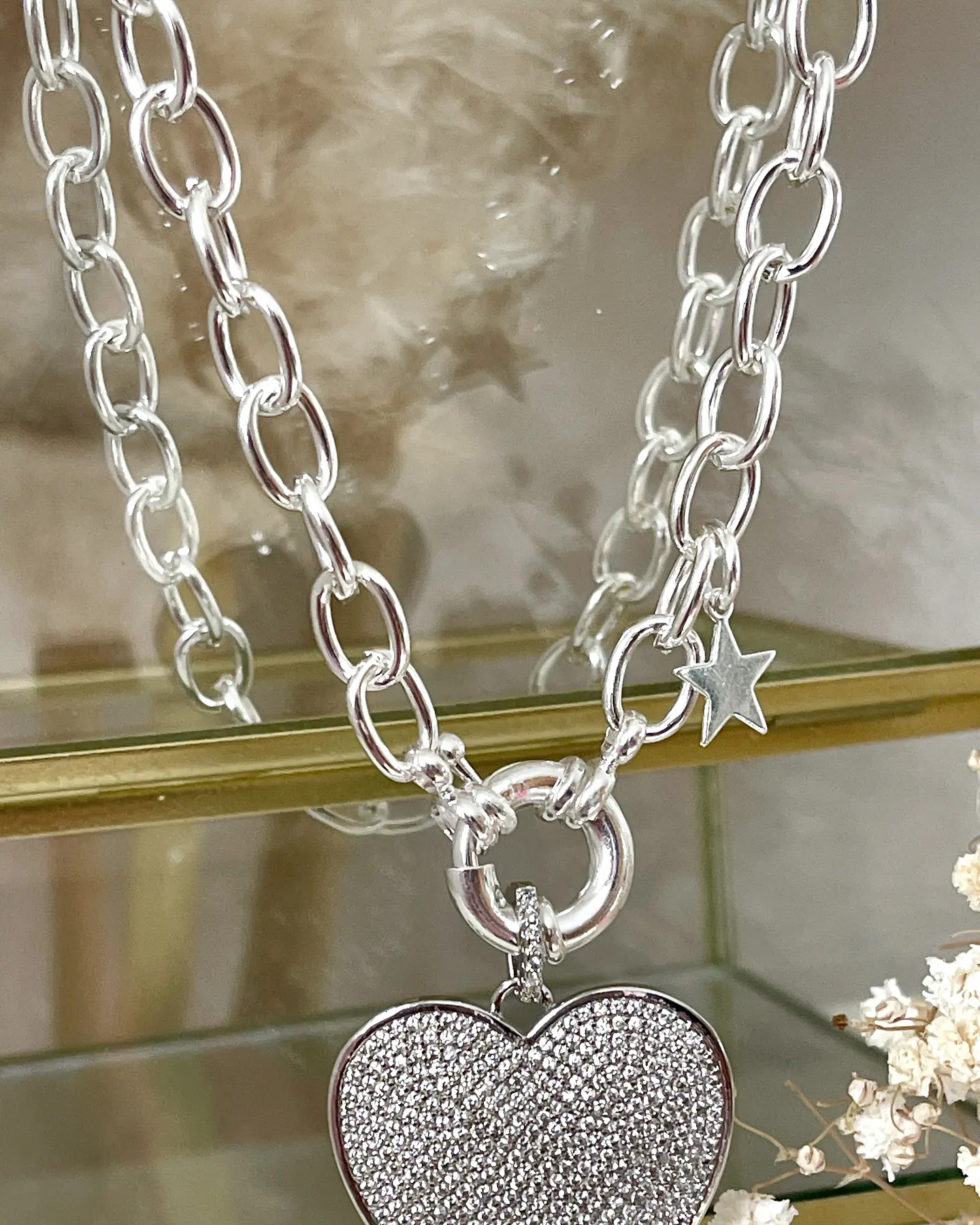 Collar Maxi Corazon Circones eslabones ovalados Silver  6