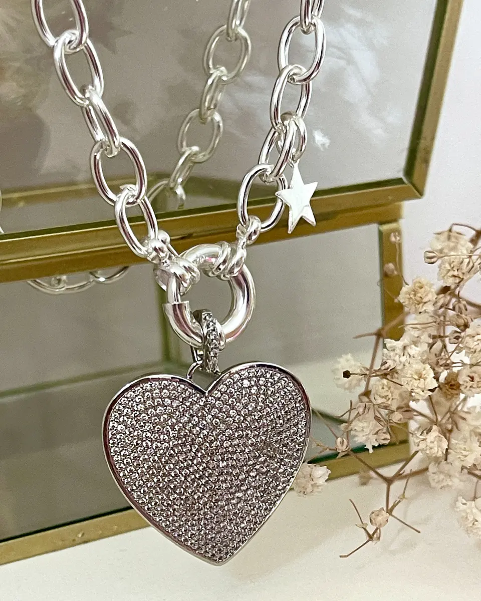Collar Maxi Corazon Circones eslabones ovalados Silver  7
