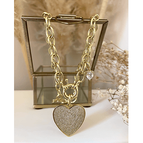 Collar Maxi Corazon Circones  eslabones ovalados gold 