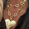 Collar XL Maxi Corazon y eslabones martillados Gold