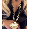 Collar XL Maxi Corazon y eslabones martillados Gold