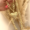 Collar XL Maxi Corazon y eslabones martillados Gold
