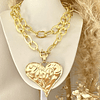 Collar XL Maxi Corazon y eslabones martillados Gold