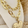 Collar XL Maxi Corazon y eslabones martillados Gold