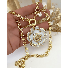 Collar Maxi Camelia eslabones mixtos punto luz Gold