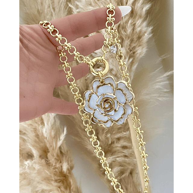 Collar Maxi Camelia eslabones mixtos punto luz Gold