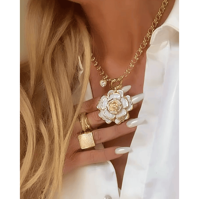 Collar Maxi Camelia eslabones mixtos punto luz Gold