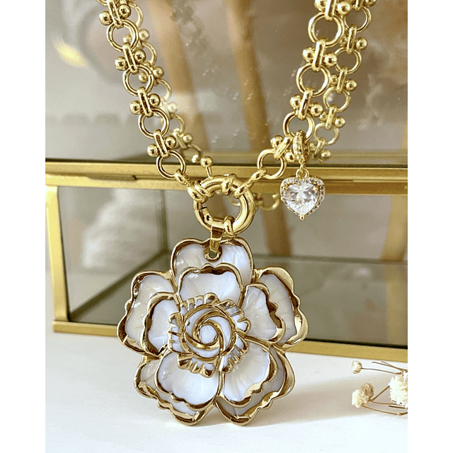 Collar Maxi Camelia eslabones mixtos punto luz Gold