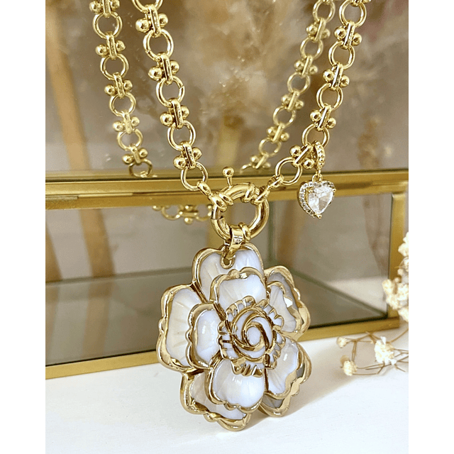 Collar Maxi Camelia eslabones mixtos punto luz Gold