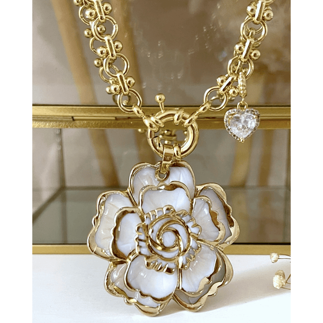 Collar Maxi Camelia eslabones mixtos punto luz Gold