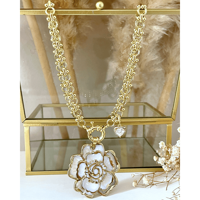 Collar Maxi Camelia eslabones mixtos punto luz Gold