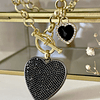 Collar Maxi Corazón Black Circones  eslabones rolo gold
