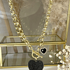 Collar Maxi Corazón Black Circones  eslabones rolo gold