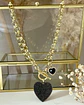 Collar Maxi Corazón Black Circones  eslabones rolo gold - Miniatura 1
