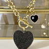Collar Maxi Corazón Black Circones  eslabones rolo gold